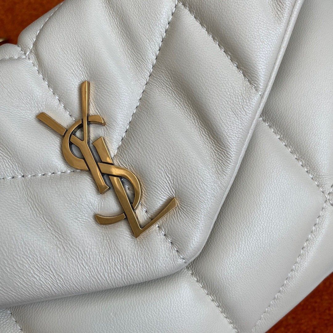 Saint Laurent Puffer Toy Bag In White Quilted Lambskin