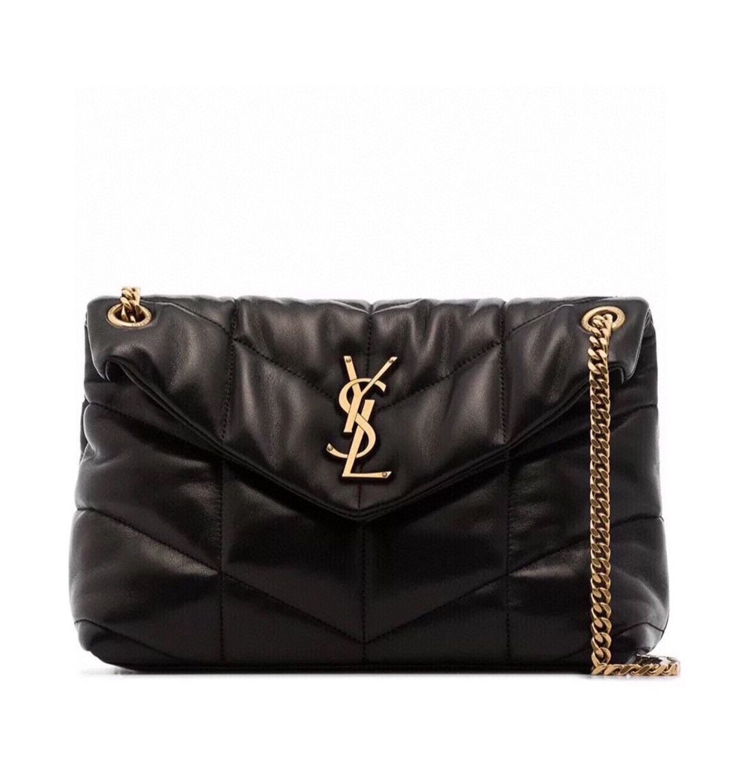 Saint Laurent Puffer Medium Chain Bag In Black Lambskin