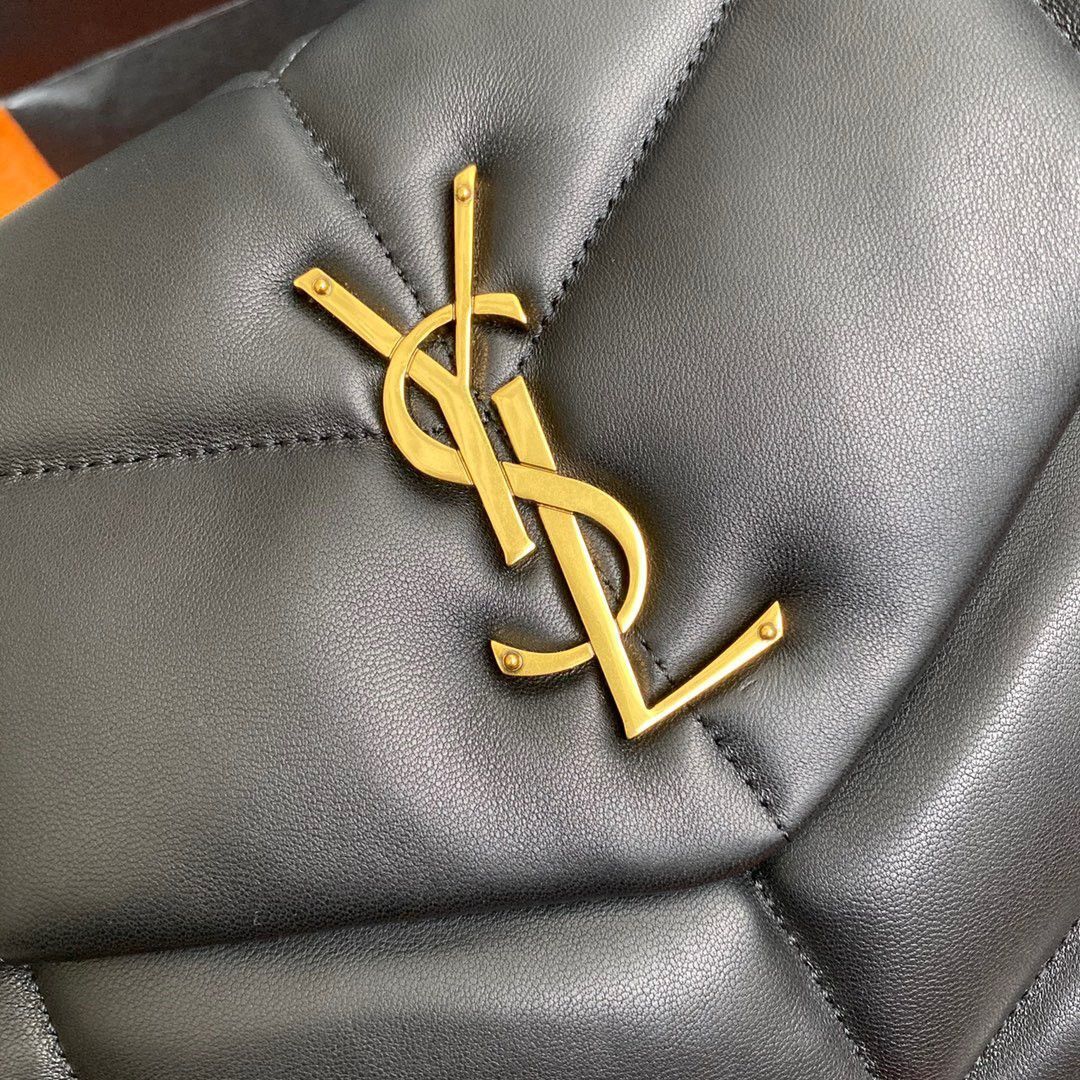 Saint Laurent Puffer Medium Chain Bag In Black Lambskin