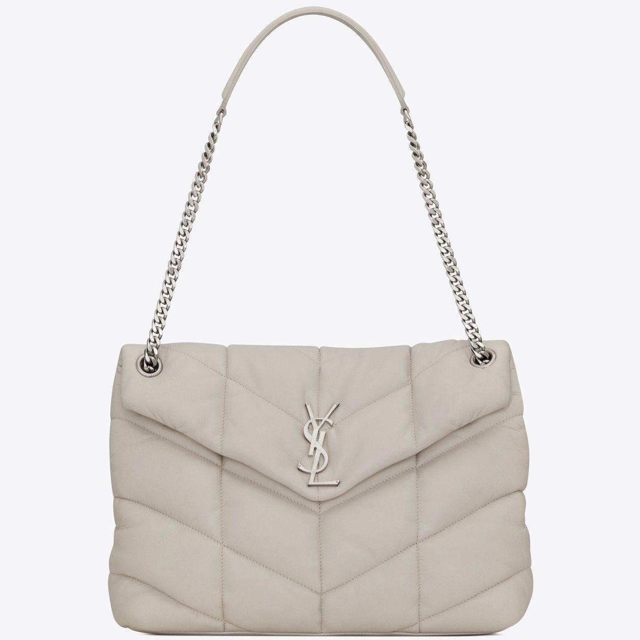 Saint Laurent Puffer Medium Chain Bag In Ivory Lambskin