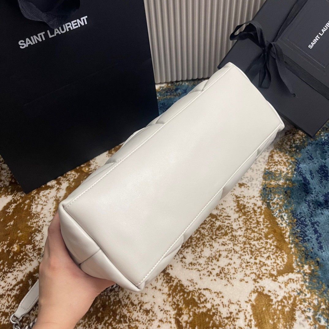 Saint Laurent Puffer Medium Chain Bag In Ivory Lambskin