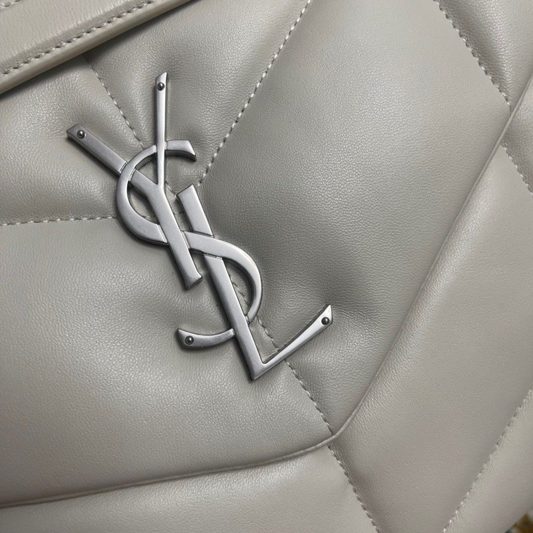 Saint Laurent Puffer Medium Chain Bag In Ivory Lambskin