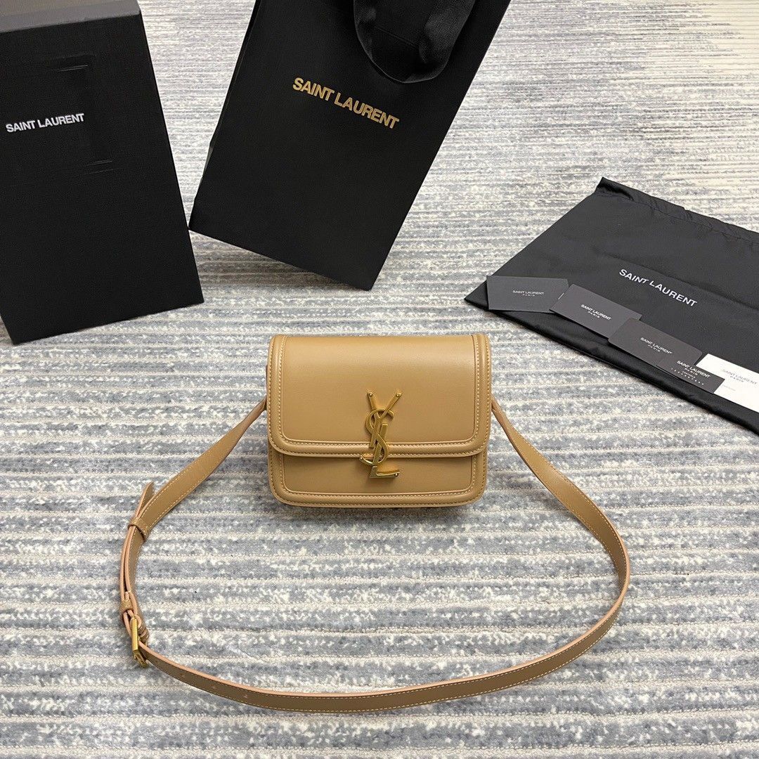 Saint Laurent Small Solferino Bag In Dark Beige Calfskin