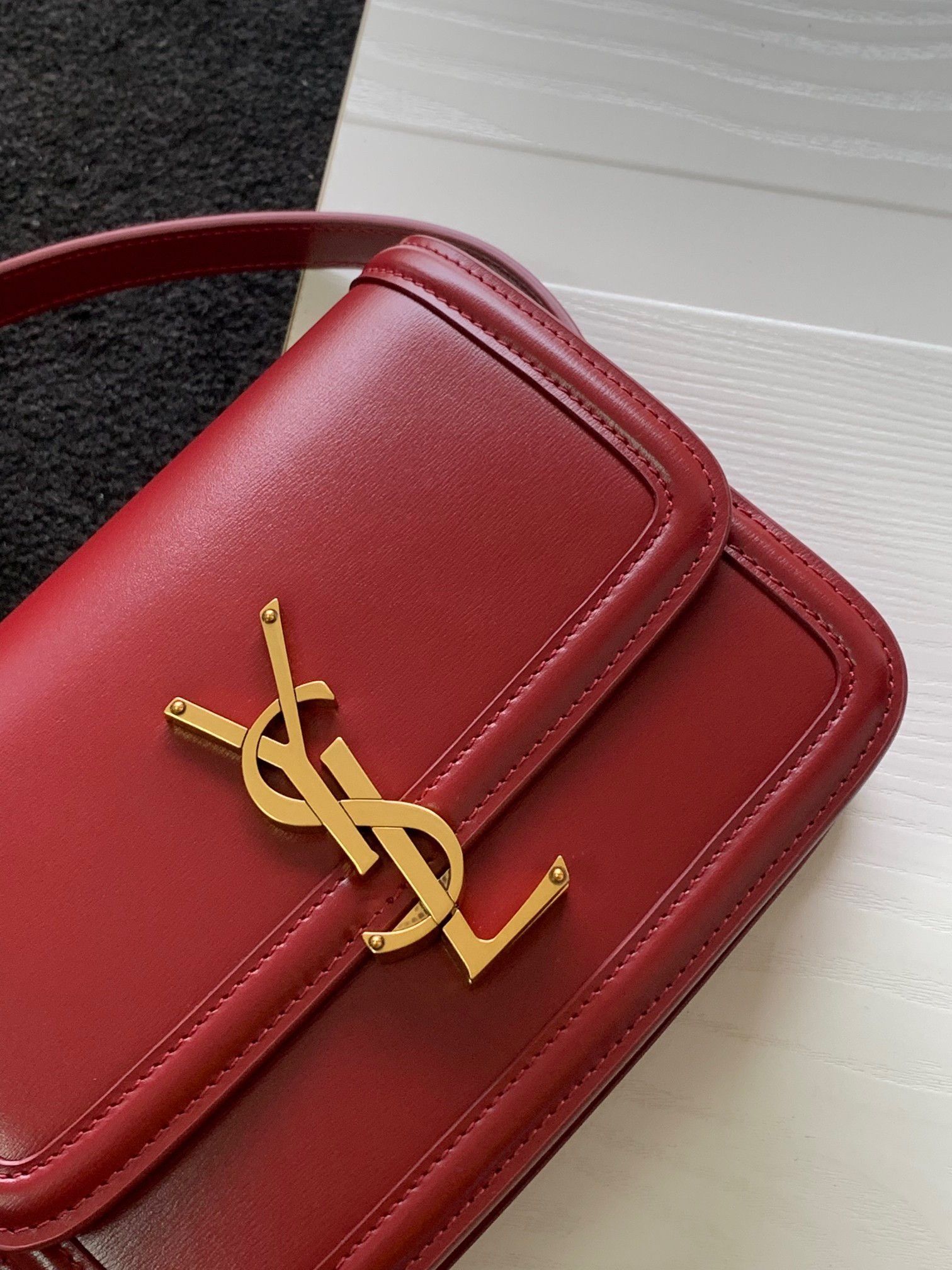 Saint Laurent Small Solferino Bag In Red Calfskin