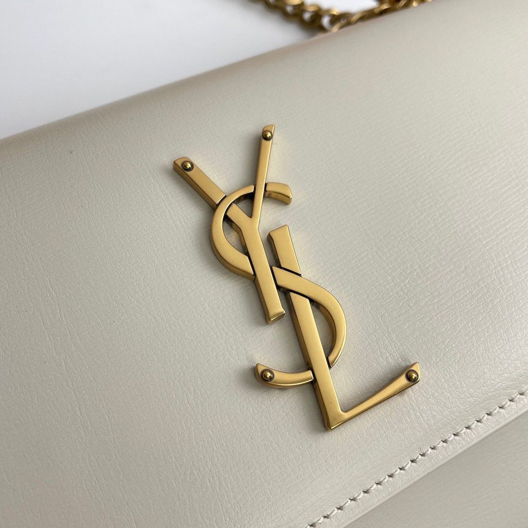 Saint Laurent Sunset Medium Chain Bag In White Calfskin