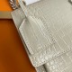 Saint Laurent Sunset Medium Chain Bag In Ivory Croc-embossed Leather