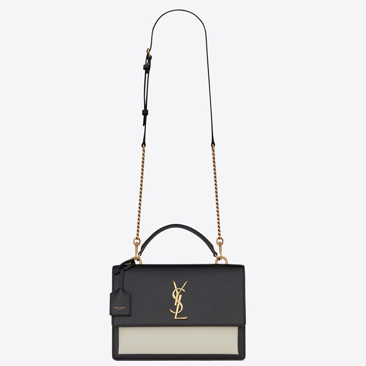 Saint Laurent Sunset Medium Top Handle Bag In Bicolor Calfskin